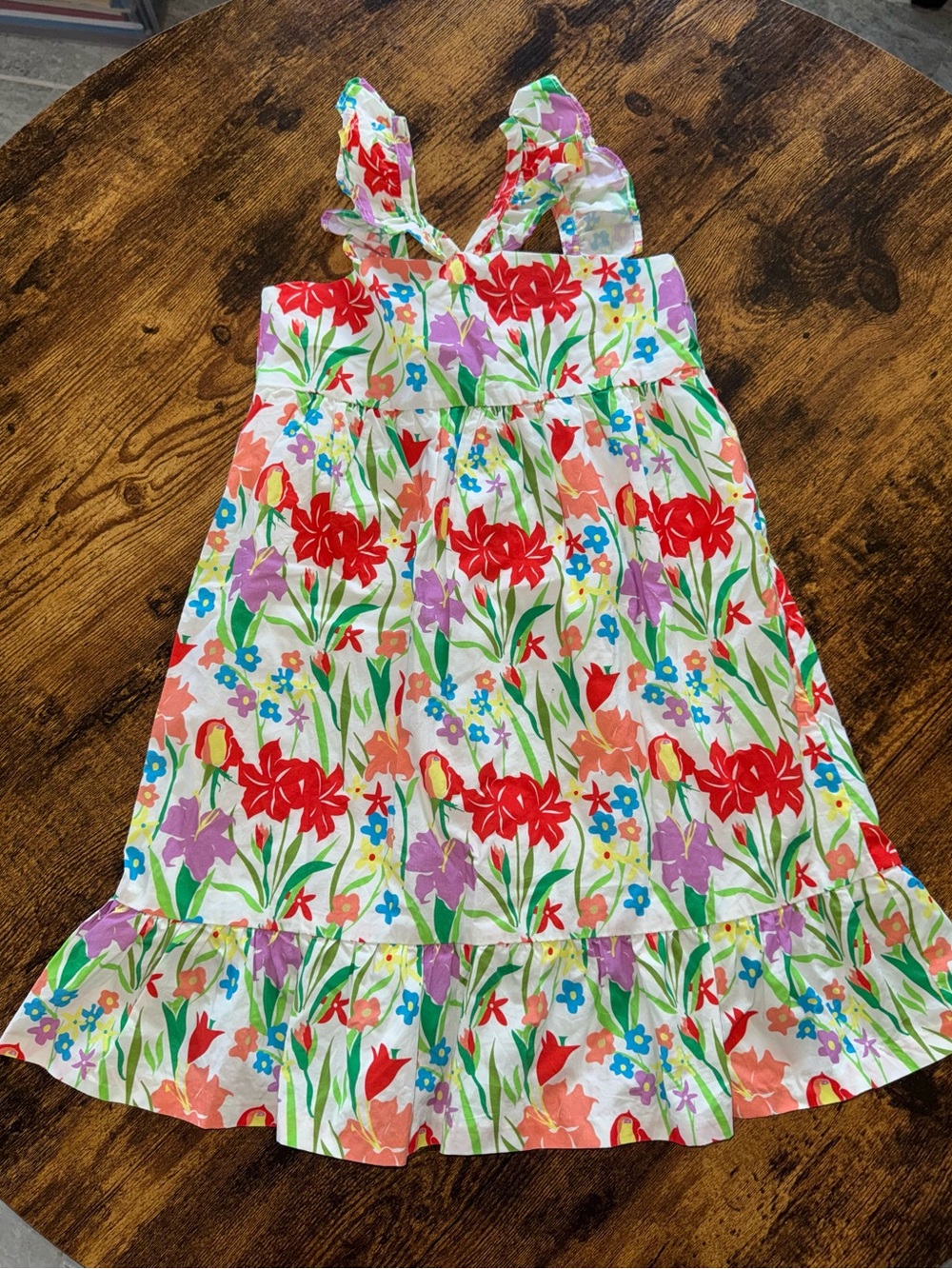 Girls Floral Tie-Shoulder Sundress - White Multicolor